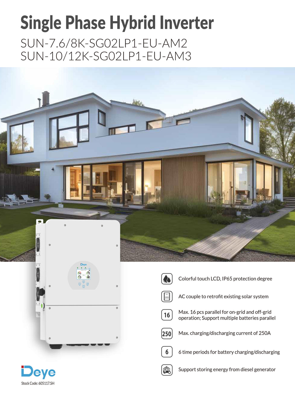 DEYE SUN-12K-SG02LP1-EU-AM3 | 12 kW | Single Phase Hybrid Inverter