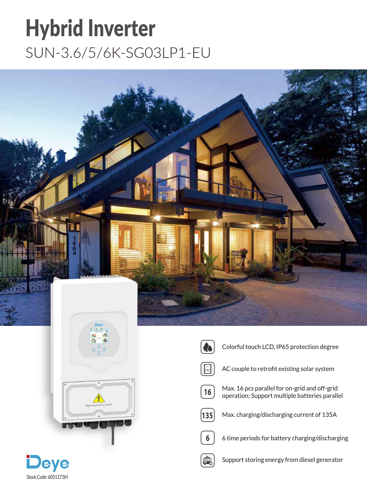 DEYE SUN-6K-SG03LP1-EU | 6.0 kW | Single Phase Hybrid Inverter