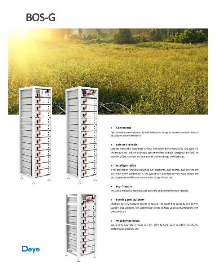 Deye BOS-G HVB750V/100A-EU | High Voltage Rack Battery (Control Box + BC Cable)
